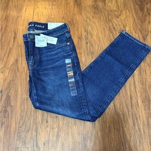 American Eagle Outfitters Men's Dark Blue Slim Straight Jeans